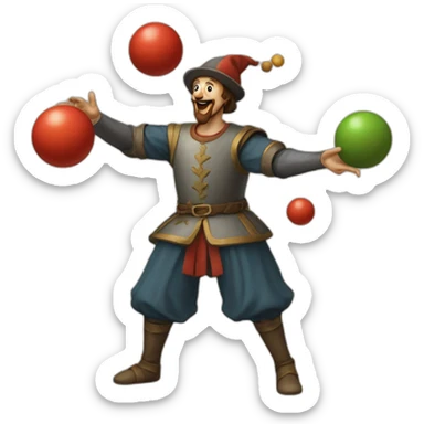 medieval juggler juggling 4 balls sticker