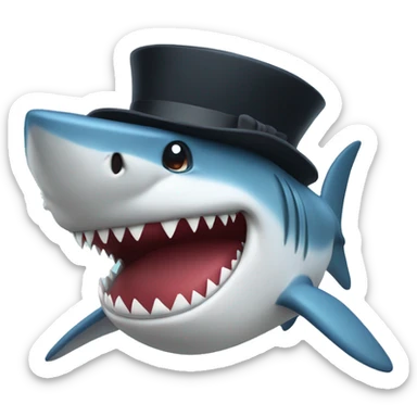 Shark with a top hat sticker