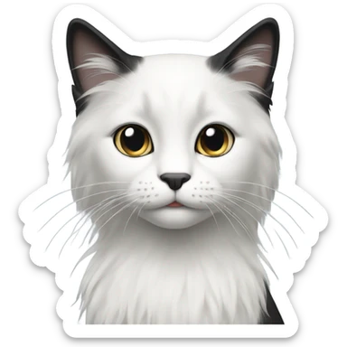Long hair black and white female cat sticker