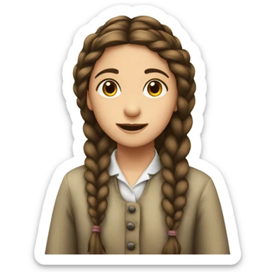 Jewish girl in the shtetl with a long braid  sticker