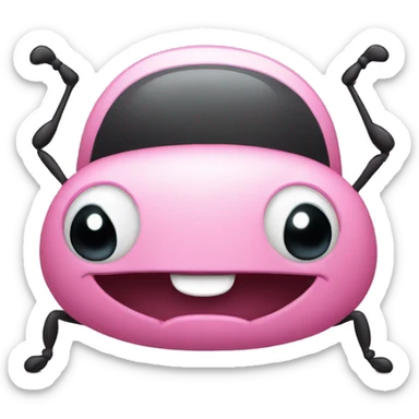 Cute excited pink bug  sticker