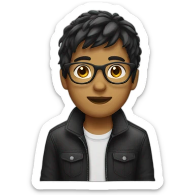 Boy with black glasses and bangs hair sticker