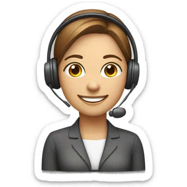 female wearing customer service headset friendly smile sticker