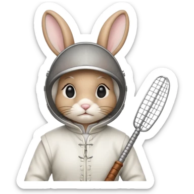 a fencing bunny sticker