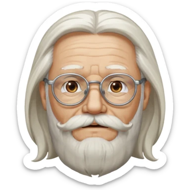 old man with long hair and beard wearing glasses sticker