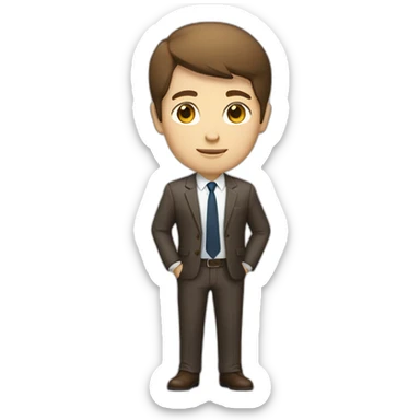 business hero brown short hair white skin full body sticker