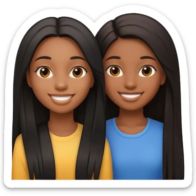 two black girls fondling with long straight hair sticker