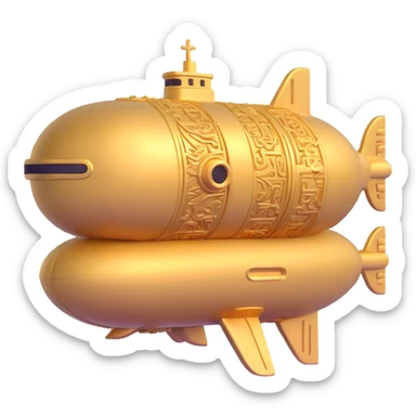 underwater ancient Anunnaki golden submarine rounded shape with cuneiform and ornate carvings sticker