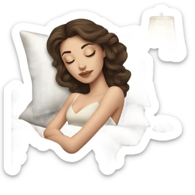 sleeping beauty brunette white girl with a silk pillow sticker