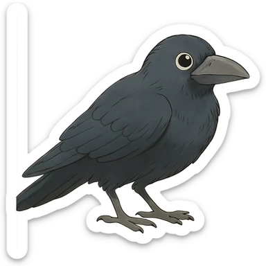 ghibli style crow sticker
