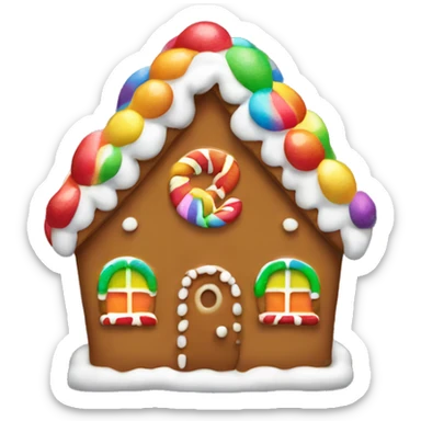 Gingerbread house with a rainbow bow  sticker