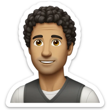 man informal cloth tanned black curly hair-brown eyes sticker