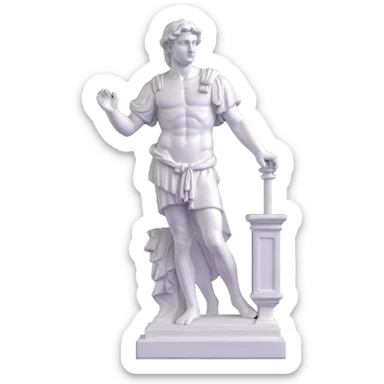 Full view of Michelangelo's David statue, Renaissance masterpiece, artistic stylized representation of the biblical hero sticker