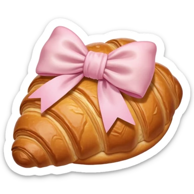 Croissant with light pink bow sticker