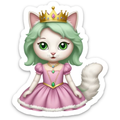 Rag doll cat with green eyes as princess sticker