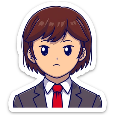 Kiyotaka Ayanokoji from Classroom of the Elite, calm emotionless eyes, medium-length straight brown hair with bangs, serious neutral expression, school uniform with red blazer and tie, face close-up sticker