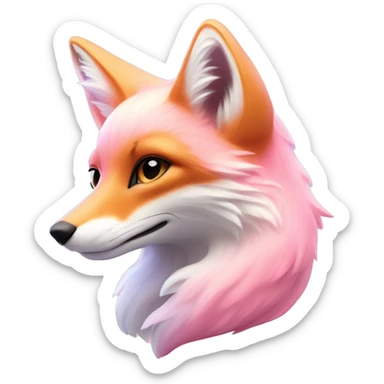 Fox "A pastel pink fox with glowing fur, shimmering star accents on its tail, and an ethereal aura of light surrounding it." sticker