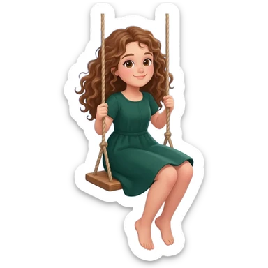 Une fille. le pays de la nuit et de la Lune Cheveux bouclé. Porte un robe verte. À adore faire un de balance. Toute la nuit sticker