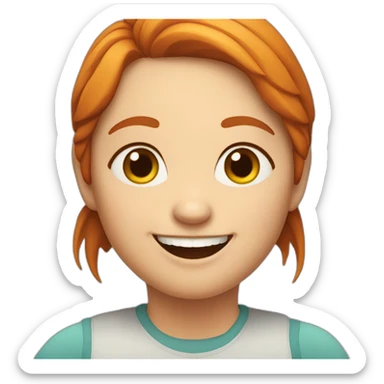 A fat readhead girl smiling  sticker