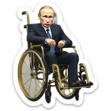 furious vladimir putin monke rides golden wheelchair sticker