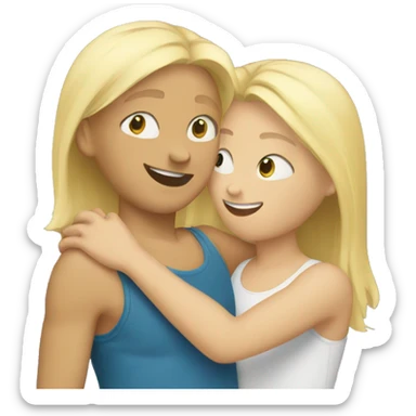 two blond friends hugging each other  sticker