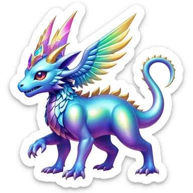 Epic divine legendary complex detailed iridescent gradients aesthetic-Fakémon-creature-scenery sticker