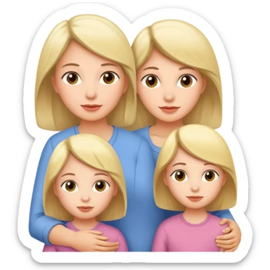Mother with three daughters below her  sticker