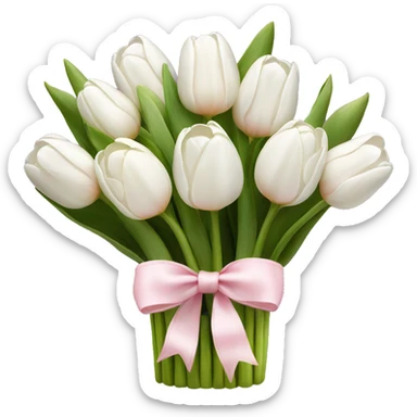 White tulips bouquet with light pink bow  sticker