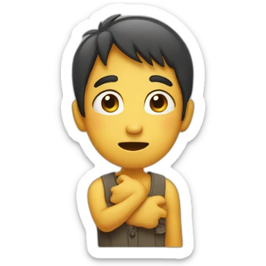 shy and embarrassed with fingers touching sticker