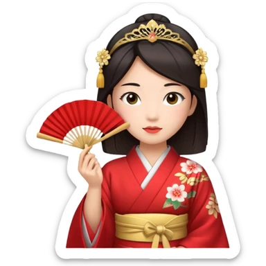 Kimono princess, red kimono with fan sticker