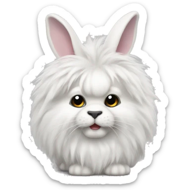 Fluffy white lionhead rabbit with black around his eye sticker