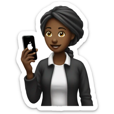 Fille métisse noir qui passe un appel avec un iPhone sticker