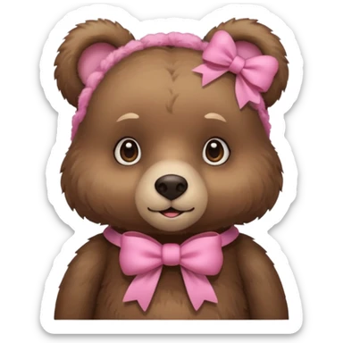 Cozy Bear with a pink bow sticker