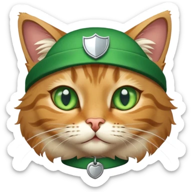 A cat with a badge over his head from Sims sticker