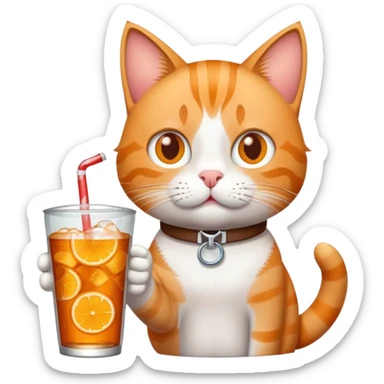 cat drinking soda sticker