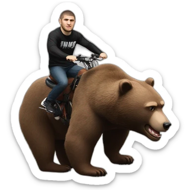 khabib nurmagomedov riding a bear  sticker