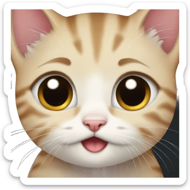 female kitten black cute with big eyes crying sticker