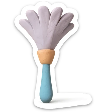 feather duster in claymation style with soft pastel colors and visible fingerprints sticker