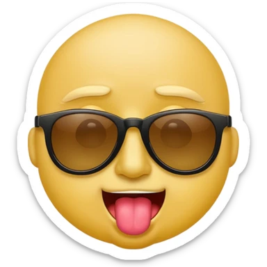 arrogant emoji wearing dark sunglasses sticking its tongue out sticker