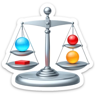 balance scale with one side a futuristic AI orb and the other side a stack of code blocks, no text sticker