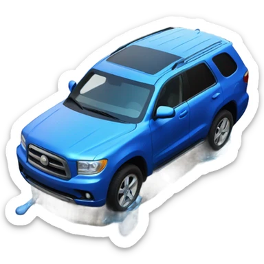 Blue suv melting into a peddle in the sun sticker