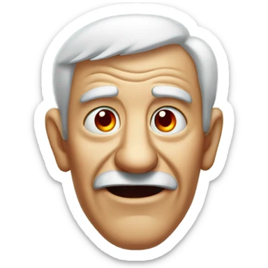  old man with wide open red eyes and his tongue sticking out sticker