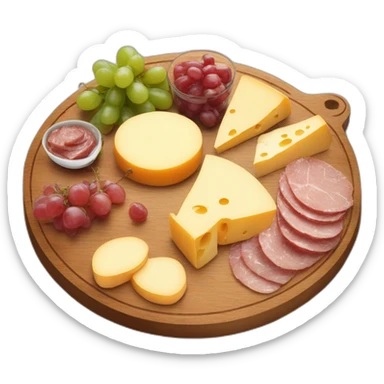 full cheese charcuterie platter on wooden board sticker