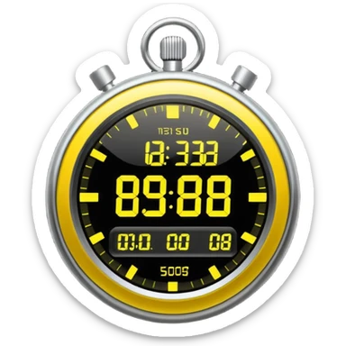 A futuristic stopwatch glowing yellow sticker