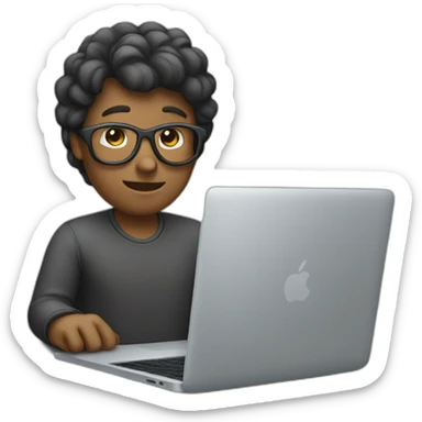 Person working on macbook laptop sticker