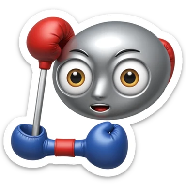 a spoon with eyes and boxe gloves sticker