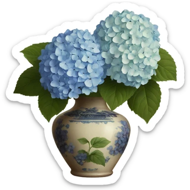 Hydrangeas in vintage vase sticker