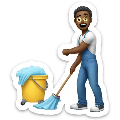 Jacked man cleaning frantically sticker