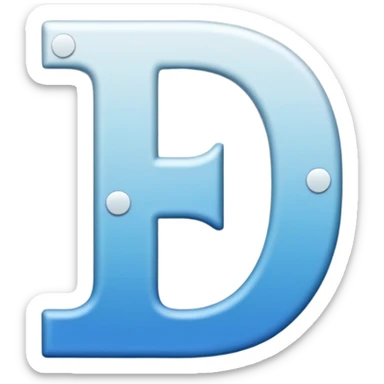 The letter D and Combine the letter i. Combine it like this: The line of the letter i will be the straight line of the letter D on the left, so it will be joint, and there will be a dot on this line, at which point you will complete the letter i. sticker