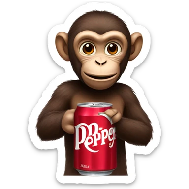 Monkey drinking Dr Pepper sticker